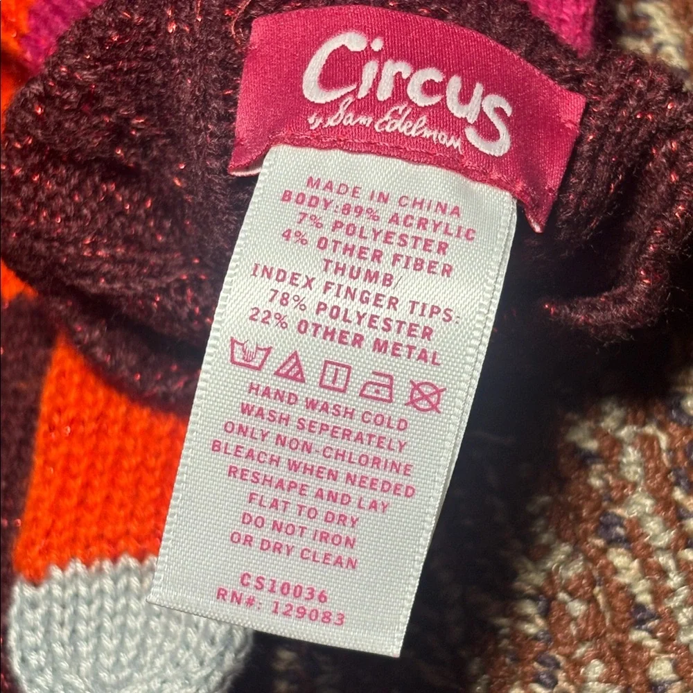 Circus by Sam Edelman Vibrant Knit Gloves sparkle bold orange maroon winter cold